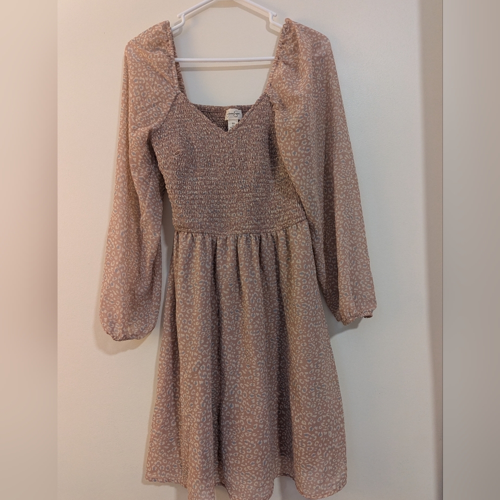 Jessica Simpson Long Sleeve Beige Dress